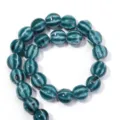 Glazed ceramic striped pumpkin beads for DIY handmade jewelry bracelets necklaces making accessories. - Striped Pumpkin Round Bead (T7410) / Dark Green