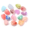 Colorful tulip shell flower beads DIY jewelry accessories for earrings brooches crafting 7x9mm - Two-Tone - Random Mixed Color