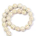 Ceramic striped pumpkin beads for DIY handmade bracelets necklaces jewelry making accessories. - Striped Pumpkin Round Bead (T7410) / Beige