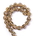 Glazed ceramic striped pumpkin beads, brown and black round bead DIY jewelry accessories. - Striped Pumpkin Round Bead (T7410) / Coffee