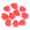 Red shell carved tulip loose beads DIY jewelry accessories for handmade earrings brooches 7x9mm - Translucent Red