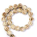 Ceramic striped pumpkin beads glazed round DIY jewelry making materials for bracelet necklace - Striped Pumpkin Round Bead (T7410) / Light Coffee