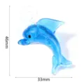 Handmade blue glass dolphin pendant, 46x33mm cute animal glass charm for jewelry making. - 1 Piece / Dolphin