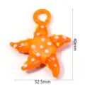 Handmade orange glass starfish pendant charm with colorful polka dots, cute ocean jewelry. - 1 Piece / Starfish