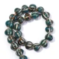 Glazed ceramic striped pumpkin beads DIY accessories for handmade bracelets and necklaces. - Striped Pumpkin Round Bead (T7410) / Dark Green