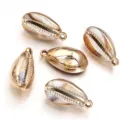 Gold plated acrylic conch shell charms for DIY jewelry making, necklace bracelet pendants. - 5 Pieces/Pack (Outer Diameter Approx 17X32mm)