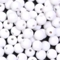 Acrylic solid round loose beads for DIY jewelry making and handmade bracelet accessories. - White