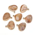 Acrylic seashell charms gold edge DIY pendant for handmade necklace bracelet jewelry making 7pcs - 10 Pieces/Pack (Outer Diameter Approx 27X26mm)