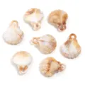 Pendentifs coquillage en acrylique pour fabrication de bijoux faits main, colliers et boucles. - Coquille Saint-Jacques 3D avec Boucle / Lot de 30 / Marron et Blanc