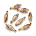 Beige acrylic gold-plated conch shell charms for DIY jewelry making bracelets necklaces - 10 Pieces/Pack (Outer Diameter Approx 10X30mm)