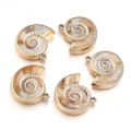 Beige acrylic gold-rimmed conch shell pendant DIY jewelry making necklace bracelet accessories - 5 Pieces/Pack (Outer Diameter Approx 34mm)