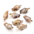 Beige brown acrylic gold plated conch shell charms DIY pendant jewelry making accessories - 10 Pieces/Pack (Outer Diameter Approx 15X32mm)