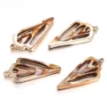 Beige Acrylic Gold Rim Shell Pendant DIY Jewelry Accessory for Necklace Bracelet - 5 Pieces/Pack (Outer Diameter Approx 24X54mm)
