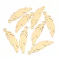 Edelstahl Gold Feder Anhänger Charms für DIY handgemachte Halsketten Schmuck Zubehör. - Feder (Stil 1) / 10 Stück/Packung / Gold
