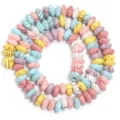 Colorful wooden abacus beads with flowing water patterns for DIY jewelry making detail. - Light Mixed Colors