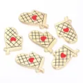 Gold tone alloy oven mitt charms with red heart, enamel jewelry findings for DIY crafts. - Glove Style / Set of 6 / Red Heart Baking Glove