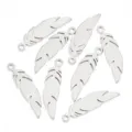 Edelstahl Feder Anhänger DIY Schmuck Zubehör für handgemachte Halsketten und Armbänder Kreation. - Feder (Stil 1) / 10 Stück/Packung / Stahlfarben