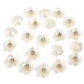 Resin pearl flower charms close-up detail view, sparkling rhinestone flatback cabochon. - Gold 5-Petal Bauhinia Flowers with Rhinestones / 20 Pieces Set
