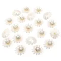 Resin rhinestone imitation pearl flower DIY craft patch for phone case hair decoration - Gold 12-Petal Chrysanthemum Sunflowers / 20 Pieces Set