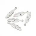 Edelstahl Feder Anhänger Silber Charms DIY handgemachte Halskette Armband Schmuck Zubehör - Kleine Feder / 5 Stück/Packung / Stahlfarben