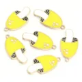 Enamel yellow mushroom alloy charms pendants for DIY jewelry making necklaces bracelets. - Yellow Enamel Mushroom