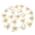 DIY resin flower charms with pearl and rhinestones, white craft embellishments for phone cases. - Gold 3-Petal Flowers with 6 Rhinestones / 20 Pieces Set