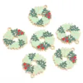 Christmas wreath enamel alloy charms DIY pendants for bracelet necklace keychain accessories - Christmas Wreath