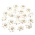 Resin rhinestone imitation pearl flower charms DIY handmade shoe charms hair accessories phone case decor - Gold Large 6-Petal Flowers with Artificial Pearls / 20 Pieces Set