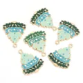 Enamel alloy Christmas tree pendant DIY jewelry accessories charms set for necklaces and bracelets. - Multi-layer Blue-Green Christmas Tree