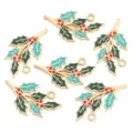 Christmas holly leaf enamel alloy charms for DIY necklaces, bracelets and keychains. - Dark And Blue Green Holly Leaf