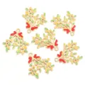 Detailed shot of Christmas mistletoe enamel alloy charms pendants DIY jewelry accessories. - Red Bow Mistletoe