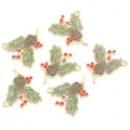 Christmas pine cone pine needle red berry enamel alloy pendant DIY jewelry accessories - Pine Cone And Red Berry Combo