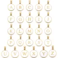 Stainless steel letter pendant, white round design, alphabet variant Z, minimalist jewelry style. - Letter A / White