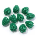 Green tulip carved beads DIY shell flower spacer beads jewelry making craft accessories - Dark Green
