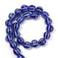 Blue glazed ceramic pumpkin beads for DIY jewelry making, beautiful striped round beads. - Striped Pumpkin Round Bead (T7410) / Sapphire Blue
