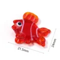 Handmade glass clownfish figurine pendant miniature red animal ornament decor 21.5x24mm - 1 Piece / Fish
