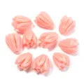 Pink tulip carved shell beads 7x9mm, charming floral DIY accessories for elegant earrings and brooch. - Pink