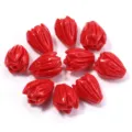 Red Tulip Carved Shell Beads DIY Jewelry Making Accessories for Earrings and Brooches - Red
