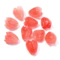 Pink shell carved tulip beads coral imitation DIY jewelry accessories charms crafting 7x9mm - Translucent Red Two-tone