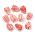 Pink shell tulip flower beads 7x9mm DIY jewelry accessories for earrings and brooches crafting - Red + White