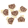 Christmas gingerbread house enamel alloy charms DIY handmade jewelry making accessories. - Brown Gingerbread House