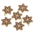 DIY brown enamel flower alloy pendants for handmade necklaces bracelets jewelry making 6pcs - Dark Brown Flower Center Pattern