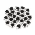 Black crystal heart pendant bezel DIY jewelry necklace bracelet accessory detail view - Steel Bezel Heart Style / 10 Pieces/Pack / Black