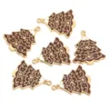 Close up detail of brown enamel Christmas tree alloy pendant with rhinestones for DIY jewelry. - Brown Snow Scene Christmas Tree