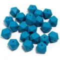 Perles octogonales en silicone bleu pour la fabrication de bijoux DIY et accessoires. - 19x14mm / Lot de 10 / Cyan