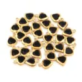 Gold edge black crystal heart pendant charms DIY jewelry making accessories for necklace bracelet - Gold Bezel Heart Style / 10 Pieces/Pack / Black