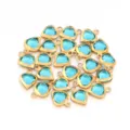 Gold-edged light blue crystal heart pendants for DIY jewelry making, bracelets, and necklaces. - Gold Bezel Heart Style / 10 Pieces/Pack / Blue