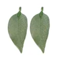 Green leaf pendant charms with gold speckles, ideal for DIY necklaces, earrings, and hair accessories. - Size 3X5cm / Dark Green Gilded