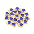 Gold-edged blue crystal heart pendant charm for DIY handmade jewelry bracelets - Gold Bezel Heart Style / 10 Pieces/Pack / Dark Blue