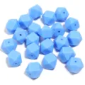 Perles en silicone geometriques bleu clair avec trous droits pour bijoux et bricolage DIY. - 19x14mm / Lot de 10 / Bleu de Chine